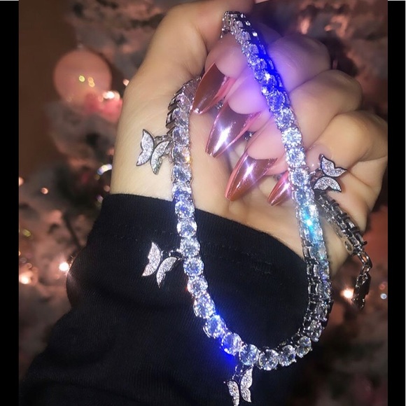 Kylie Butterfly Diamond Necklace Choker Diamond Necklace Butterfly